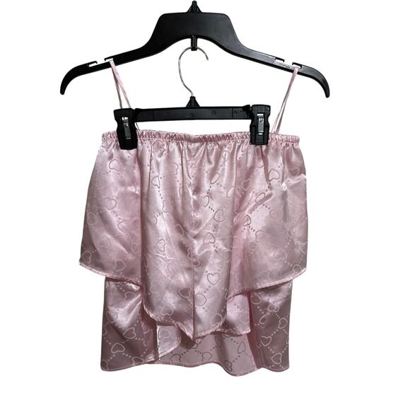 Flora Nikrooz Pink Hearts Pajama Set Tank Shorts M - Picture 2 of 3